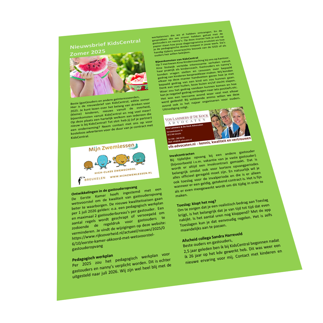 kidscentral nieuwsbrief zomer 2025 schuin