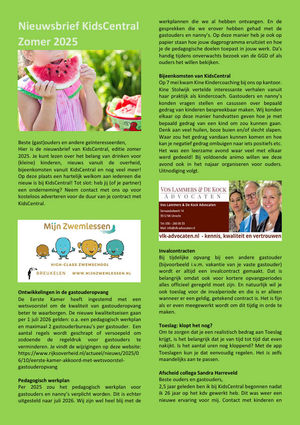 kidscentral nieuwsbrief zomer 2025